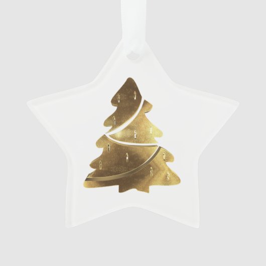 Vrolijke Kerstboom Gouden look Elegant Feestelijk Ornament (voorkant)