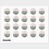 Vrolijke Kerstboom Gouden Roze Winter Lichten Snee Ronde Sticker (Vel)