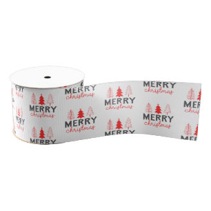Vrolijke kerstboom grijs rood grosgrain lint