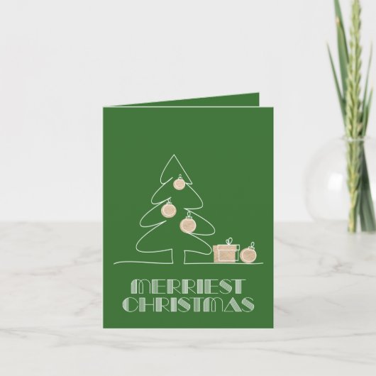 Vrolijke Kerstboom Groen Gevouwen Foto Vakantie Kaart (Voorkant)