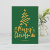 Vrolijke Kerstboom Groene Kerstmis Kaart (Staand voorkant)