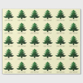 Vrolijke Kerstboom groene patroon aangepaste tekst Cadeaupapier (Vlak)