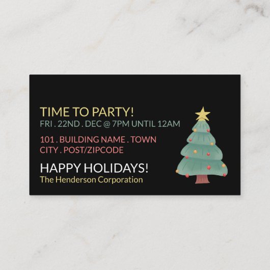 Vrolijke Kerstboom, het Ticket van het Kerstmisfee Informatiekaartje (Achterkant)