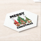 Vrolijke Kerstboom kabouters Kerstverlichting Volw Kartonnen Onderzetters (Schuin)