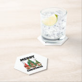 Vrolijke Kerstboom kabouters Kerstverlichting Volw Kartonnen Onderzetters (Insitu)