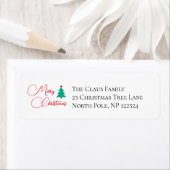 Vrolijke kerstboom kalligrafie etiket (Insitu)