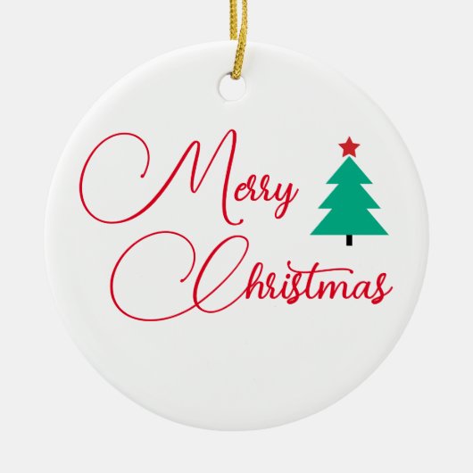 Vrolijke kerstboom kalligrafie keramisch ornament (Voorkant)