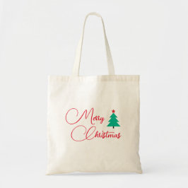 Vrolijke kerstboom kalligrafie tote bag