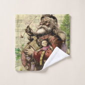 Vrolijke kerstboom klassieke illustratie bad handdoek (Wasdoekje)