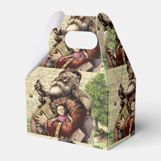 Vrolijke kerstboom klassieke illustratie bedankdoosjes (Voorkant Zijde)