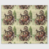 Vrolijke kerstboom klassieke illustratie cadeaupapier (Vlak)