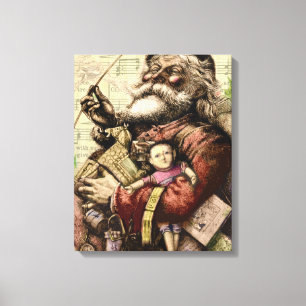 Vrolijke kerstboom klassieke illustratie canvas afdruk