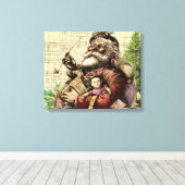 Vrolijke kerstboom klassieke illustratie canvas afdruk (Insitu (Houten vloer))