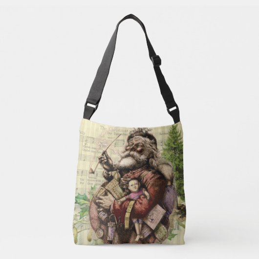 Vrolijke kerstboom klassieke illustratie crossbody tas (Voorkant)