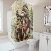 Vrolijke kerstboom klassieke illustratie douchegordijn (In situ)