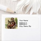 Vrolijke kerstboom klassieke illustratie etiket (Insitu)