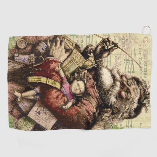 Vrolijke kerstboom klassieke illustratie golfhanddoek (Horizontaal)