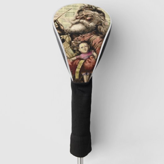 Vrolijke kerstboom klassieke illustratie golfheadcover (Voorkant)