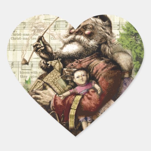 Vrolijke kerstboom klassieke illustratie hart sticker (Voorkant)