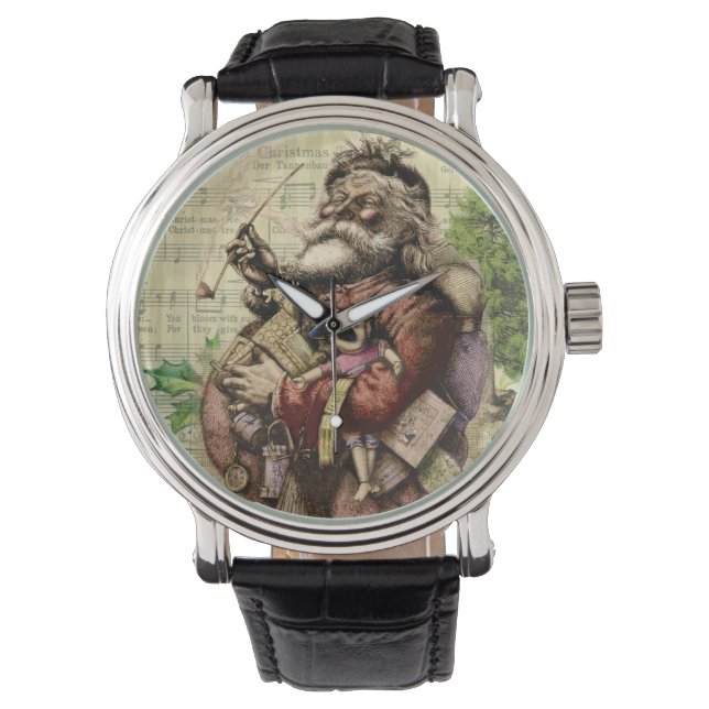 Vrolijke kerstboom klassieke illustratie horloge (Voorkant)