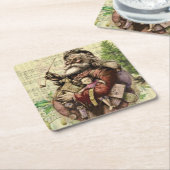 Vrolijke kerstboom klassieke illustratie kartonnen onderzetters (Schuin)