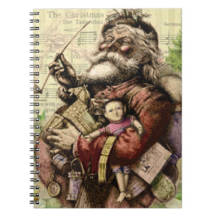 Vrolijke kerstboom klassieke illustratie notitieboek