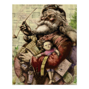 Vrolijke kerstboom klassieke illustratie perfect poster