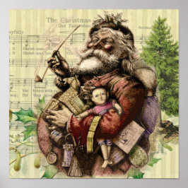 Vrolijke kerstboom klassieke illustratie poster