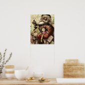 Vrolijke kerstboom klassieke illustratie poster (Keuken)