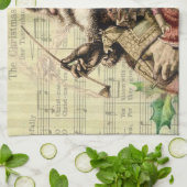 Vrolijke kerstboom klassieke illustratie theedoek (Gevouwen)