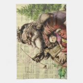 Vrolijke kerstboom klassieke illustratie theedoek (Verticaal)