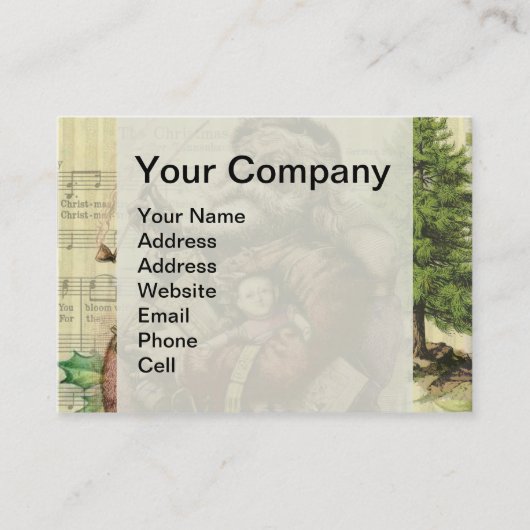 Vrolijke kerstboom klassieke illustratie visitekaartje (Voorkant)