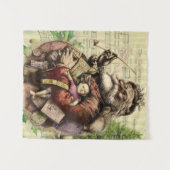 Vrolijke kerstboom klassieke illustratie wandkleed (Voorkant (horizontaal))