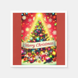 Vrolijke kerstboom met kleurrijke Ornamenten Servet
