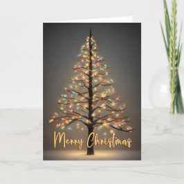 Vrolijke kerstboom met lichten Opvouwbare Kaart