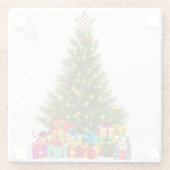 Vrolijke kerstboom met Star Cadeaus Holiday Glazen Onderzetter (Achterkant)