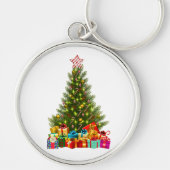 Vrolijke kerstboom met Star Cadeaus Holiday Sleutelhanger (Voorkant)
