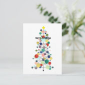 Vrolijke kerstboom Mid Century Modern Stippen Feestdagenkaart (Staand voorkant)
