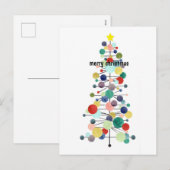 Vrolijke kerstboom Mid Century Modern Stippen Feestdagenkaart (Voorkant / Achterkant)