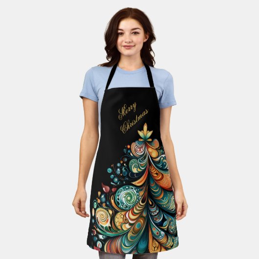 Vrolijke kerstboom Modern Boho Chic Schort (Gedragen)