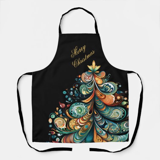 Vrolijke kerstboom Modern Boho Chic Schort (Voorkant)