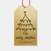 Vrolijke Kerstboom Modern Script Faux Gold Folie Cadeaulabel (Voorkant)
