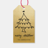 Vrolijke Kerstboom Modern Script Faux Gold Folie Cadeaulabel (Achterkant)