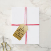 Vrolijke Kerstboom Modern Script Faux Gold Folie Cadeaulabel (Met Touw)