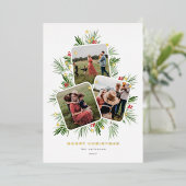 Vrolijke Kerstboom Multi Foto Folie Feestdagenkaart (Staand Voorkant)