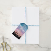 Vrolijke kerstboom Nacht gradiënt script bos Cadeaulabel (Met Touw)