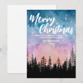 Vrolijke kerstboom Nacht gradiënt script bos Feestdagenkaart (Voorkant / Achterkant)