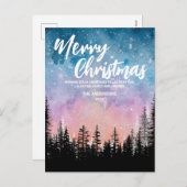 Vrolijke kerstboom Nacht gradiënt script bos Feestdagenkaart (Voorkant / Achterkant)