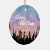 Vrolijke kerstboom Nacht gradiënt script bos Keramisch Ornament (Rechts)