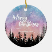 Vrolijke kerstboom Nacht gradiënt script bos Keramisch Ornament (Voorkant)